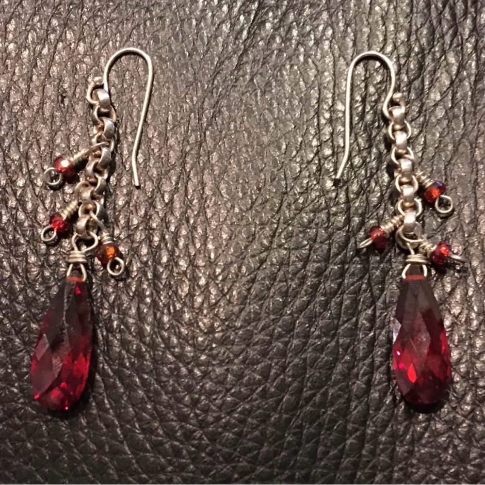 Elegant Sterling Silver and Paprika Dangle Earrings